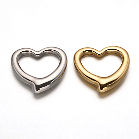 304 coeur en acier inoxydable reliant des anneaux, 24.5x24x2.5mm, Trou: 15x18mm