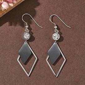 Гальванопокрытие 304 серьги-подвески из нержавеющей стали, ромб