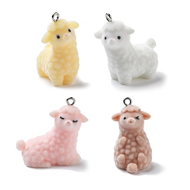 Resin Pendants, With Platinum Iron Loop, Alpaca Charms
