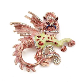 Winged Monster Enamel Pins, Alloy Rhinestone Brooches for Backpack Clothes, Light Coral