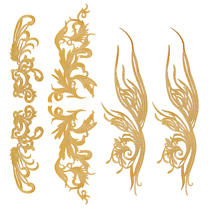 3 пары 3 стиль цветок полиэстер компьютерная вышивка пришивные нашивки, аппликации с вышивкой металлическими нитками в этническом стиле, с клейкой спинкой