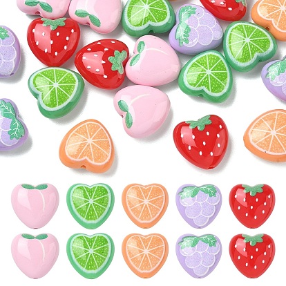 20 шт 5 стили непрозрачные акриловые бусины, сердце с фруктами