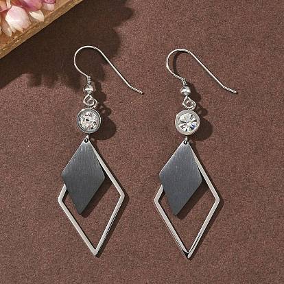 Гальванопокрытие 304 серьги-подвески из нержавеющей стали, ромб