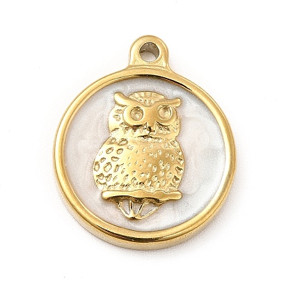 Ионное покрытие (ip) 304 подвески из нержавеющей стали с эмалью, плоские круглые с совой