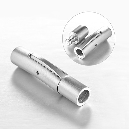 Matte Tube 304 Stainless Steel Bayonet Clasps, 28x6mm, Hole: 4mm