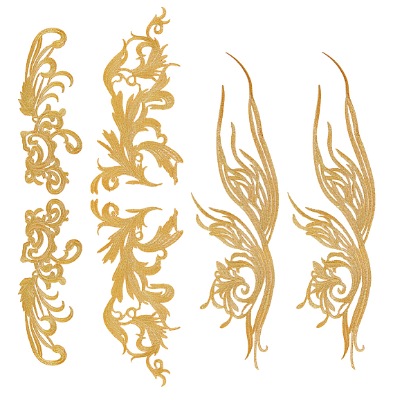 3 пары 3 стиль цветок полиэстер компьютерная вышивка пришивные нашивки, аппликации с вышивкой металлическими нитками в этническом стиле, с клейкой спинкой