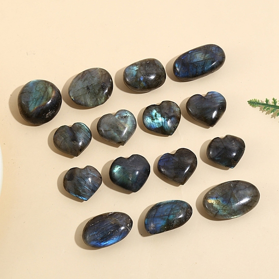 Натуральные сердечки из лабрадорита и овальные фигурки для украшения домашнего рабочего стола