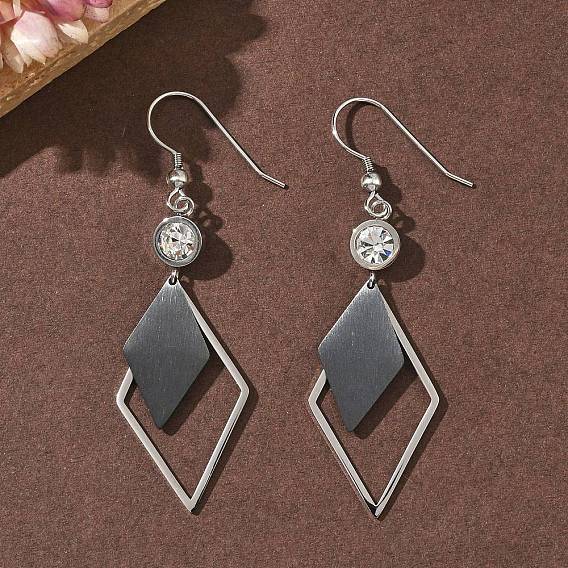 Гальванопокрытие 304 серьги-подвески из нержавеющей стали, ромб