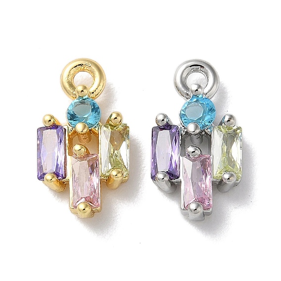 Латунные микро проложить кубического циркония прелести, без кадмия, без никеля и без свинца, прямоугольник амулеты