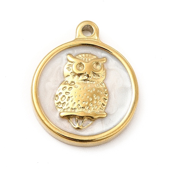 Ионное покрытие (ip) 304 подвески из нержавеющей стали с эмалью, плоские круглые с совой