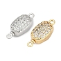 Латунные застежки из прозрачного кубического циркония с микропаве, без кадмия, без никеля и без свинца, со стеклом, овальные