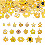36 piezas 18 estilos colgantes de aleación de esmalte, encantos de la flor, dorado