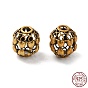 925 Sterling Silver Beads, Hollow Oval with Heart, with S925 Stamp