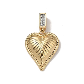 Латунные микропаве прозрачные подвески с фианитом, сердце, золотые