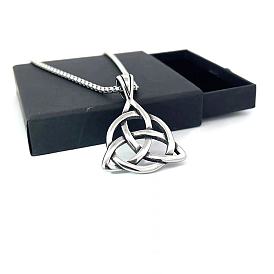 Винтажные ожерелья из нержавеющей стали с круглым кулоном в виде трикветра/троичного узла для мужчин и женщин