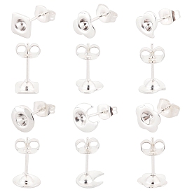 Unicraftale 304 Stainless Steel Ear Stud Components, with Ear Nuts, Earring Backs, Mixed Shape