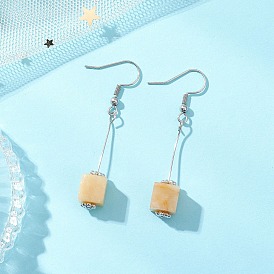 Серьги-подвески из куба 304 нержавеющей стали и натурального топаза