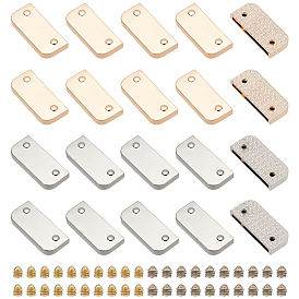 20 наборы 2 цвета цинковый сплав ремень наконечник с железным винтом, концевые заглушки ремешка с застежкой-молнией, прямоугольные