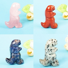 Natural & Synthetic Gemstone Carved Dinosaur Figurines, for Home Office Desktop Feng Shui Ornament