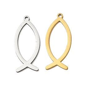 201 Stainless Steel Pendants, Fish Charms, Cut-Out