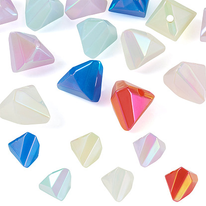 20шт. непрозрачные акриловые бусины, имитирующие желеобразную массу, с УФ-покрытием, радужный, самородки, граненые