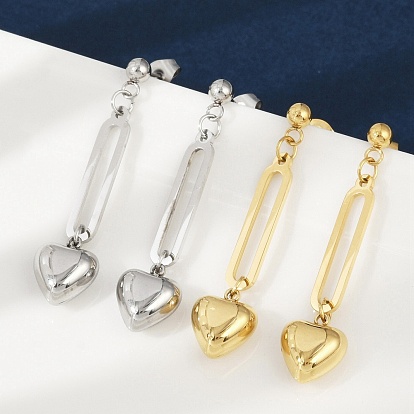 304 серьги-гвоздики в форме сердца из нержавеющей стали, ионное покрытие (ip)