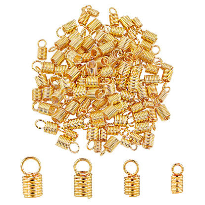 120Pcs 4 Style 304 Stainless Steel Coil Cord Ends, Column