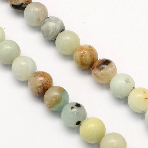 Natural Flower Amazonite Round Beads Strands