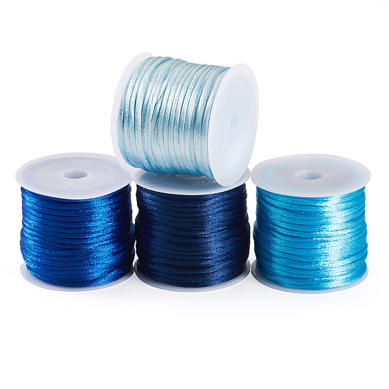 4 rouleaux 4 couleurs cordons en nylon satin queue de rat, fils de perles pour la fabrication de bracelets et de bijoux, nœud chinois, macramé