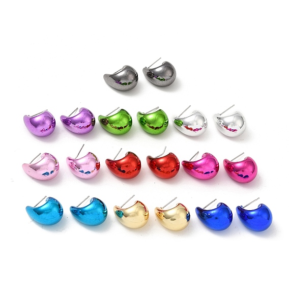 Teardrop Acrylic Stud Earrings, Half Hoop Earrings with 316 Surgical Stainless Steel Pins