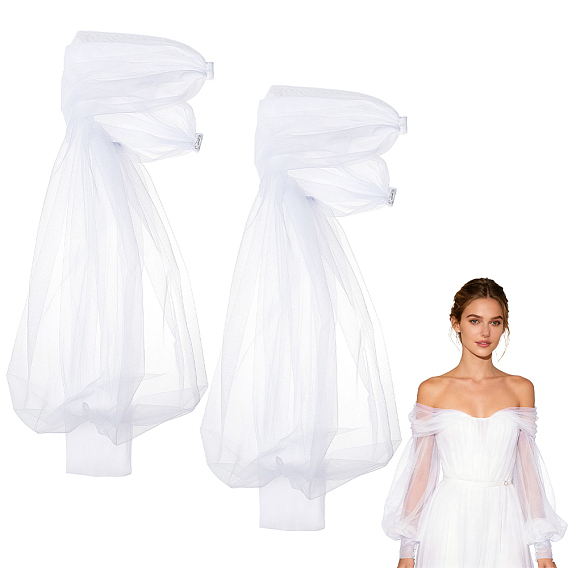 Manches bouffantes amovibles en maille polyester, pour mariage robe de mariée accessoires en tulle
