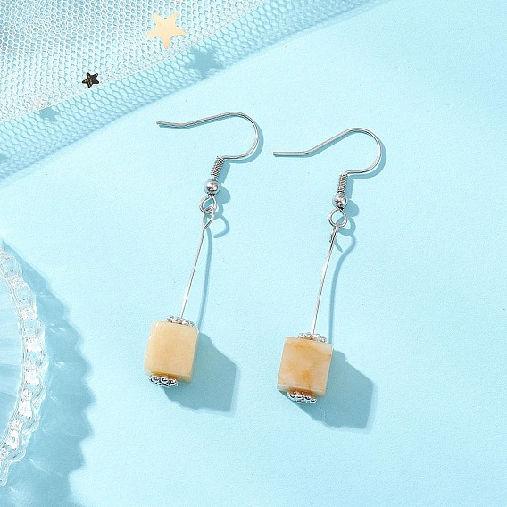 Серьги-подвески из куба 304 нержавеющей стали и натурального топаза