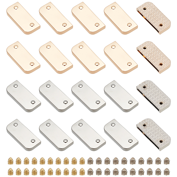 20 наборы 2 цвета цинковый сплав ремень наконечник с железным винтом, концевые заглушки ремешка с застежкой-молнией, прямоугольные