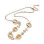 Flat Round Glass Pendant Necklaces with Brass Chains