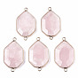 Gemstone Links Connectors, with Golden Tone Brass Findings, Polygon