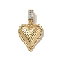 Латунные микропаве прозрачные подвески с фианитом, сердце, золотые