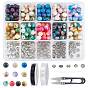 DIY Stretch Bracelets Making Kits, Including Dyed Natural White Jade, Alloy Spacer Beads, Iron Beading Needles, Elastic Crystal Thread and Steel Scissors