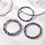 3шт. 3 стили браслетов из натурального голубого яшмового бусин, эластичные, для женщин и мужчин, круглые