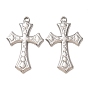 304 Stainless Steel Pendants, Cross with Geometric Pattern Charms