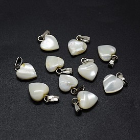 Shell Charms, with Brass Findings, Heart