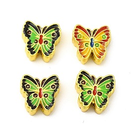 Crémaillère perles en alliage placage, avec émail différent double face, papillon coloré