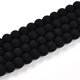 Непрозрачное стекло бисер нитей, круглые, матовые