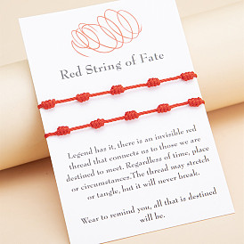 Bracelet porte-bonheur en corde rouge serti de noeuds pour femmes et hommes