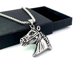 Винтажные ожерелья из нержавеющей стали с подвеской в виде лошади для мужчин