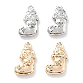 Brass Micro Pave Cubic Zirconia Charms, Shoes