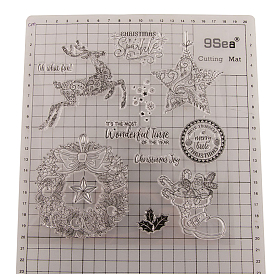 Clear Silicone Stamps, for DIY Scrapbooking, Photo Album Decorative, Cards Making, Stamp Sheets, Reindeer/Stag & Star & Christmas Wreath