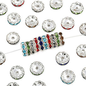 Латунные бусины разделители для поставки стразов, без кадмия и без свинца, класс А, волнистый край, серебряный цвет гальваническим, рондель