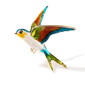 Blue Cartoon Alloy Inlaid Diamond Oil Colorful Swallow Brooch - Fashionable, Unique