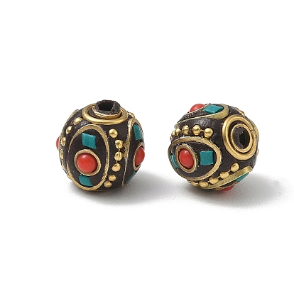 Brass & Resin & Polymer Clay Beads, Oval, Golden