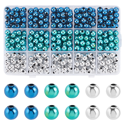 375Pcs 3 Colors ABS Plastic Beads, Round